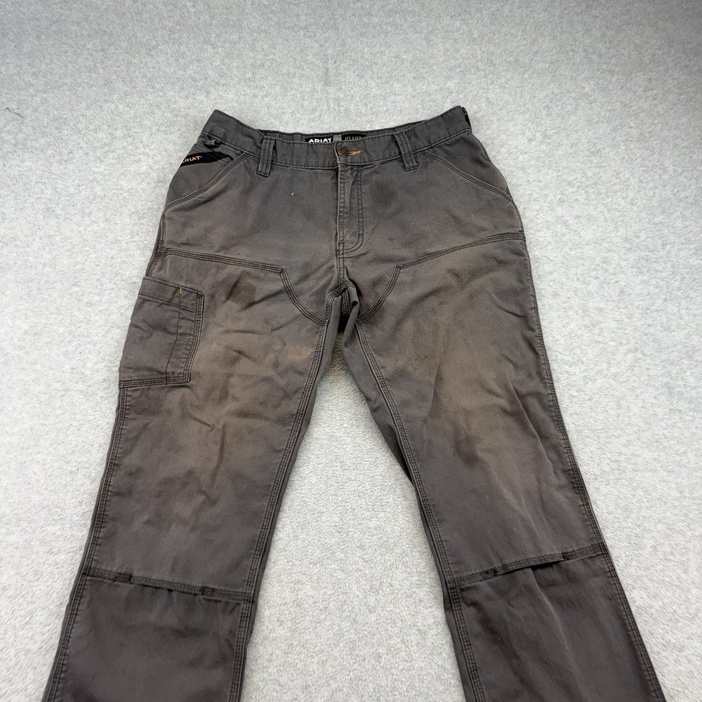 Ariat Pants Mens‎ 32x30 Gray Ariat Rebar M4 Relaxed Straight Double Front Knee - Picture 8 of 11